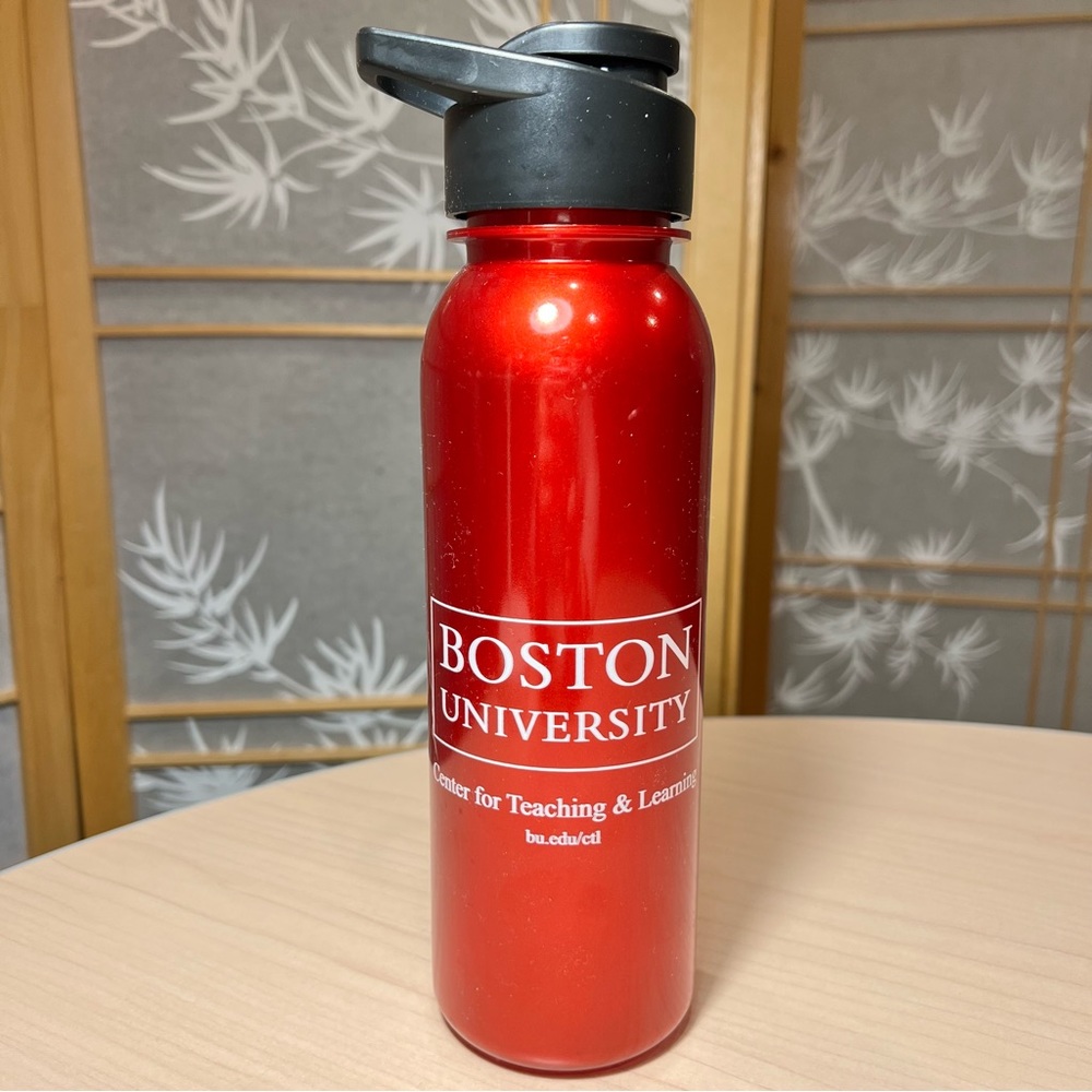 NWT Boston University Water Bottle by Garyline, Red, 10" Height x 2.75" Diameter